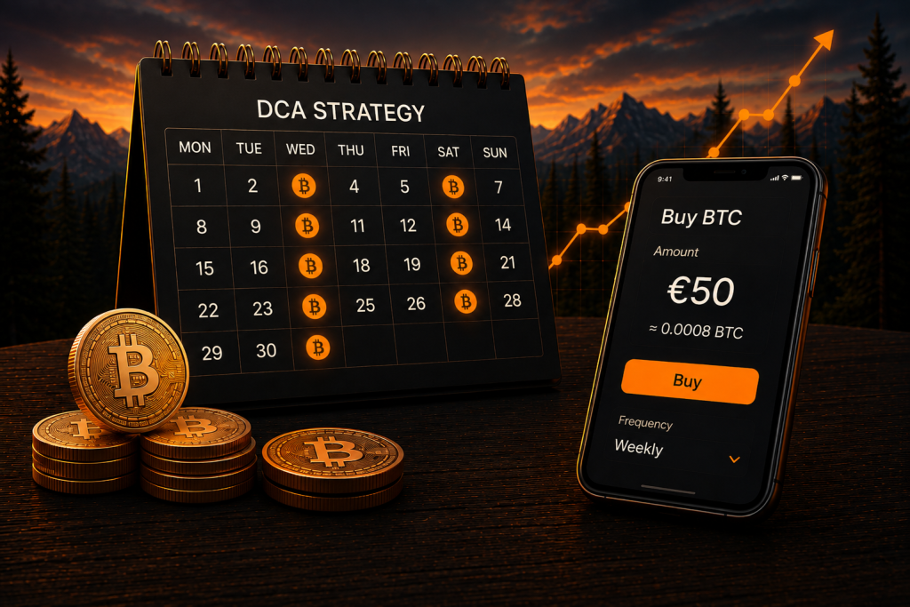 Bitcoin DCA strategy with recurring purchases and long-term accumulation