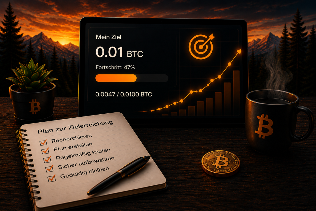 Ein persönliches Bitcoin-Sparziel festlegen und den Fortschritt verfolgen.