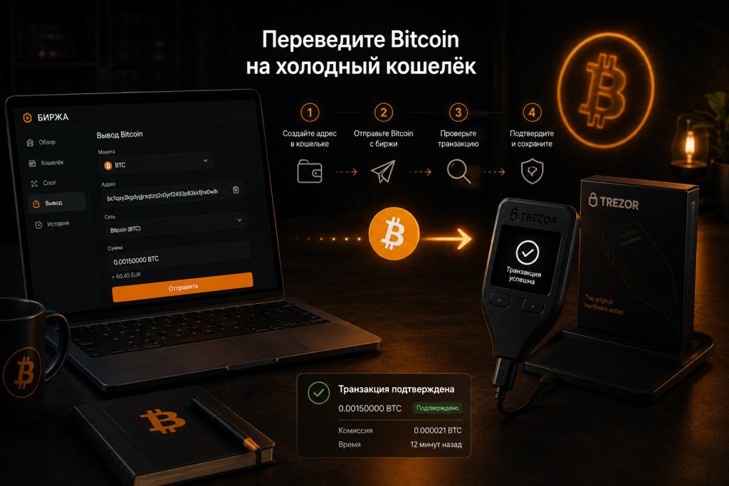 Как перевести биткойн с биржи на холодный кошелёк
