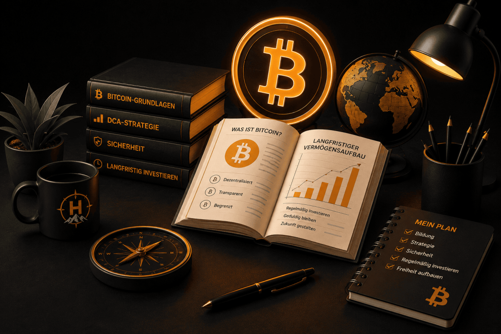 Bitcoin Grundlagen, DCA-Strategie, Sicherheit und langfristiges Investieren – Wissensdatenbank von HodlAtlas