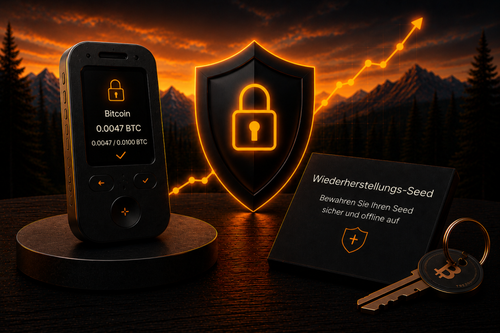 Bitcoin sicher mit einer Hardware Wallet und Recovery Seed aufbewahren.