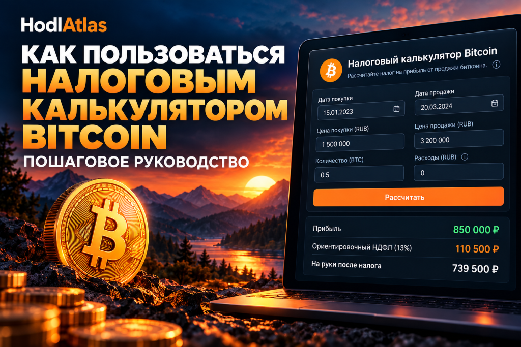 Пошаговое руководство по налоговому калькулятору Bitcoin на HodlAtlas — расчёт налога на прибыль от продажи биткоина